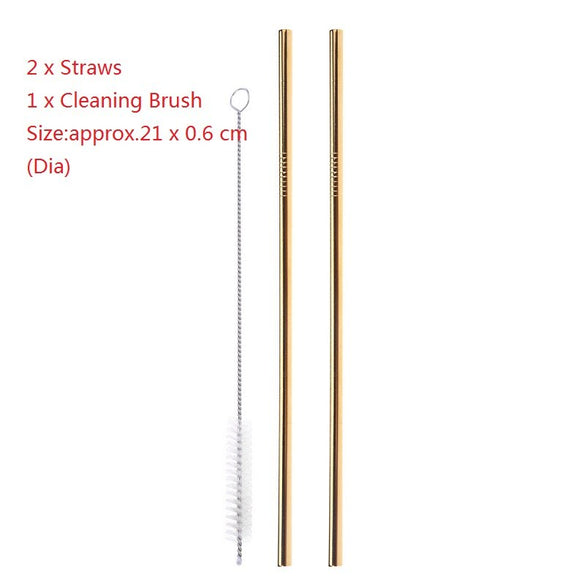 1/2/4/6/8Pcs/lot Reusable Metal Straw Drinking Stainless Steel Straw with 1/2/3 Cleaner Brush For Home Party Barware Accessories