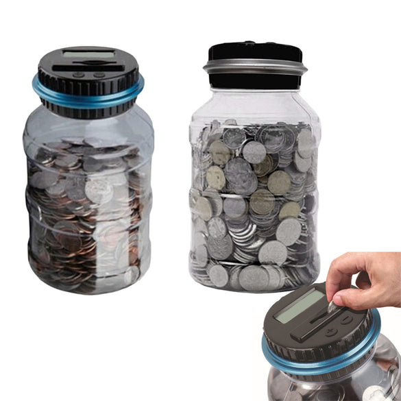 Creative Piggy Bank Counter Coin Electronic Digital LCD Counting Coin Money Saving Box Jar Coins Storage Box For USD EURO Money
