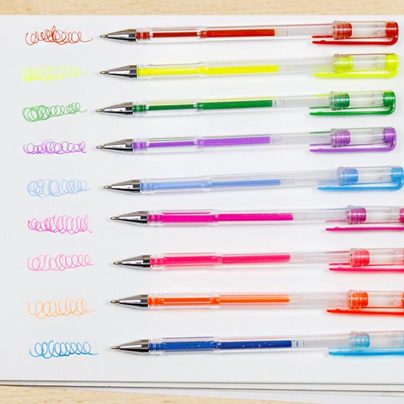 100Colors Gel Pens Set Refills Gel Ink Pen Metallic Pastel Neon Glitter Sketch Drawing Color Pen Art Stationery