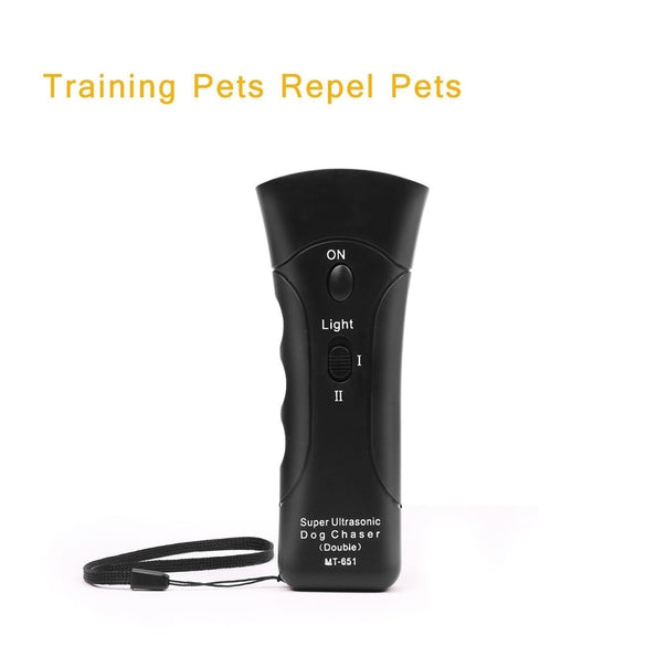 New Ultrasonic Dog Chaser Aggressive Attack Repeller Trainer LED Flashlight training Repeller Control Anti Bark Barking
