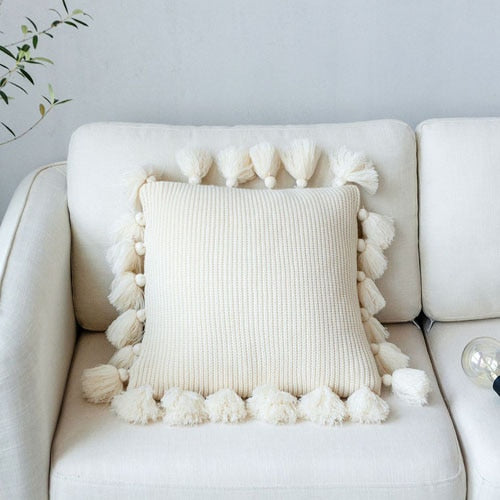 Knit Cushion Cover Solid Ivory Grey Pink Ivory Green Solid Pillow Case 45*45cm Soft For Sofa  Bed Nursery Room Decorative