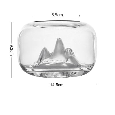 Creative Transparent Glass Fish Bowl Snow Mountain Fish Tanks Desktop Micro Landscape Fish Jar Aquariums Pet Supplies Home Decor (Fish Jar M)
