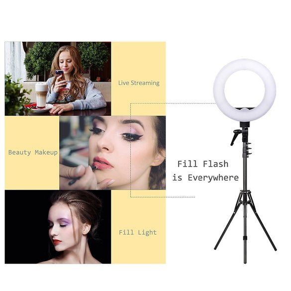 Zomei Dimmable Photography Photographic Studio Ring Light 3200-5600K LED Lighting Phone Adapter Makeup For Live Broadcast Video