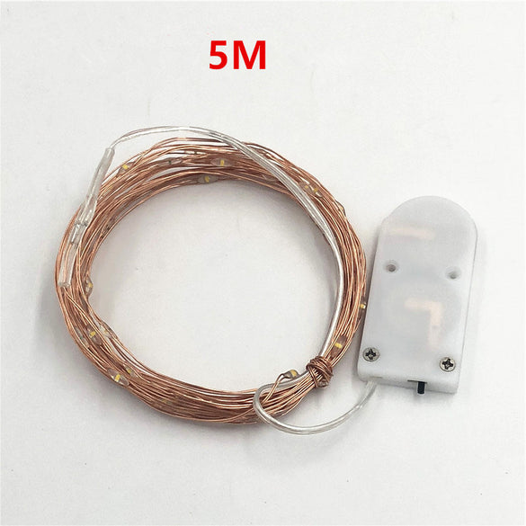 New Year Christmas Garland Waterproof Copper Wire 2032 Battery LED String Lamp Fairy lights 2m/5m Length for indoor Decorations
