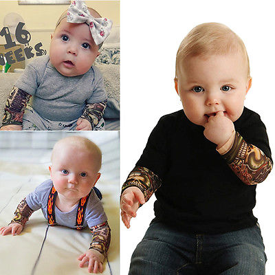 Cute Toddler Newborn Infant Baby Boy Tattoos Jumpsuit Fashion Baby Boy Black Bodysuit Kids Gray Clothes Outfits