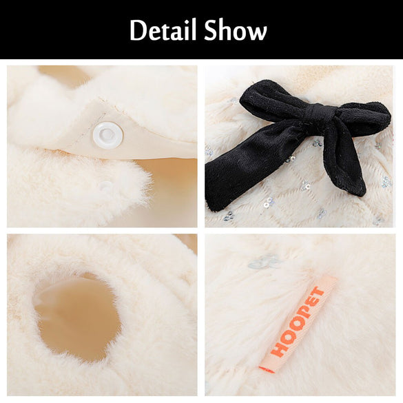 HOOPET Pet Clothes Elegant Luxury Fur Winter Overcoat Small Dog Cat Clothes Bowknot Chihuahua