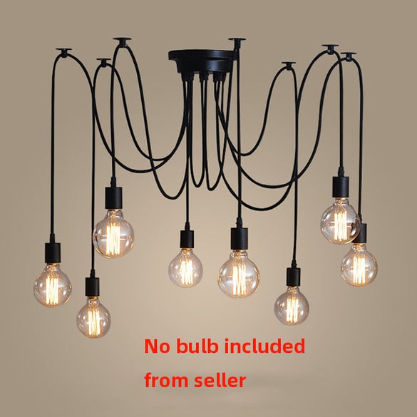 Retro Edison Bulb Light Chandelier Vintage Loft Adjustable DIY E27 Spider Ceiling Lamp cafe living room bar Fixture Light (8 heads no bulb)