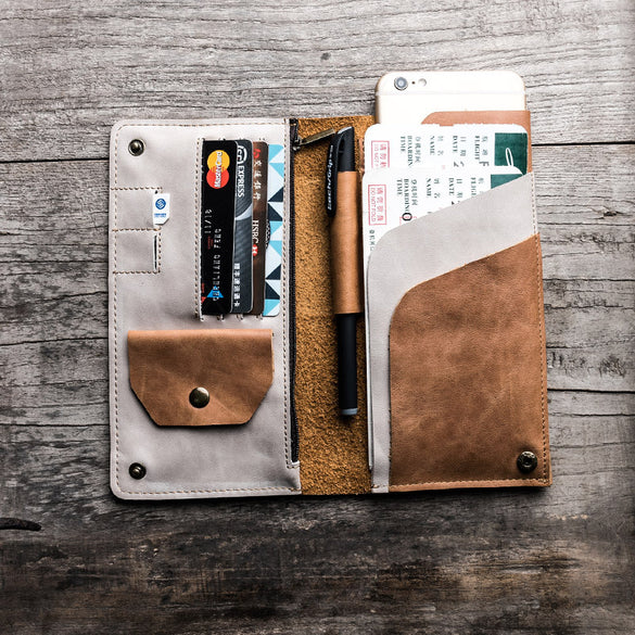2019 Handmade Travel Passport Cover Real Genuine Leather Driver License Bag Credit Card Holder Purse Wallet Case for Men Women