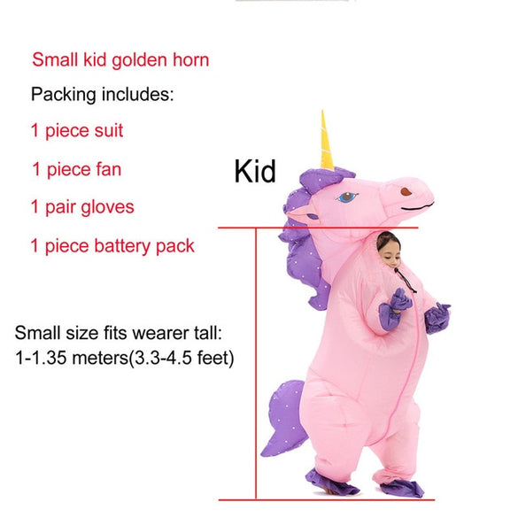 JYZCOS New Unisex Adults Kids Inflatable Unicorn Costume Carnival Halloween Costumes Animal Cosplay Clothing Fancy Dress Suits