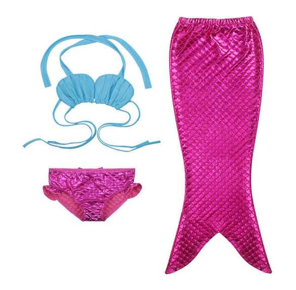 Costume 3pcs Girl Child Birthday Holiday Gift Mermaid Tail cosplay Bikini Set Swimsuit 3-9Y