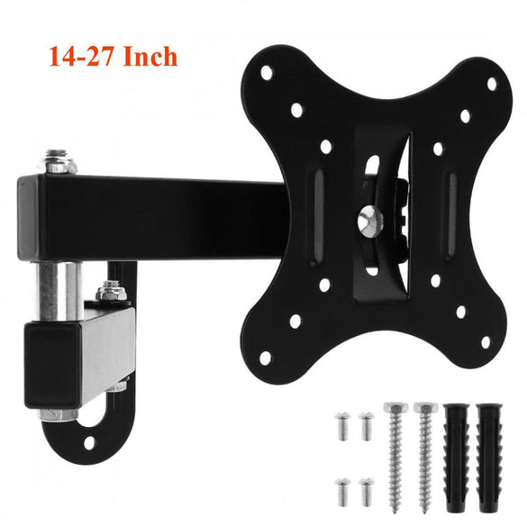 10KG Adjustable 14-27 Inch TV Wall Mount Bracket Flat Panel TV Frame Support 15 Degrees Tilt with Small Wrench for LED Monitor