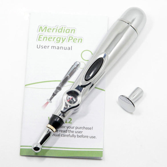 2019 Electronic Acupuncture Pen Electric Meridians Laser Therapy Heal Massage Pen Meridian Energy Pen Relief Pain Tools (Silver)