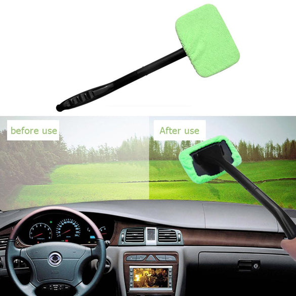 Microfiber Auto Window Cleaner Long Handle Car Wash Brush Rag Windshield Glass Wiper Car Cleaning Brush Detailing Care