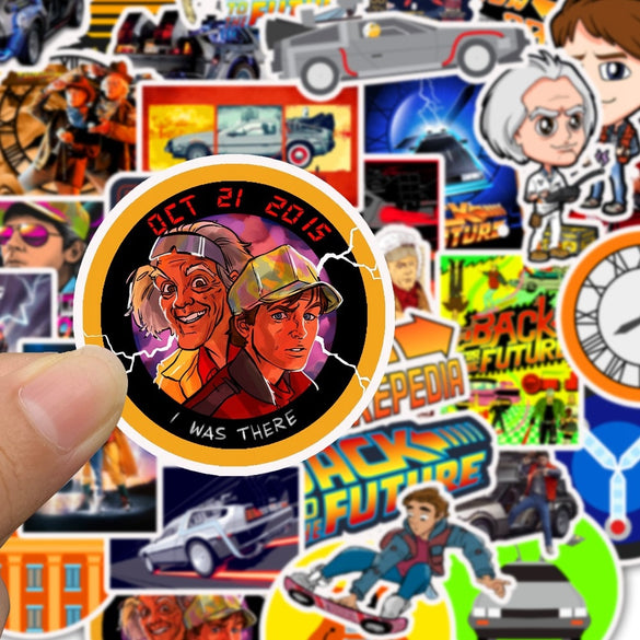 50Pcs Movie Back To The Future Stickers Pack For On The Laptop Fridge Phone Skateboard Travel Suitcase Sticker