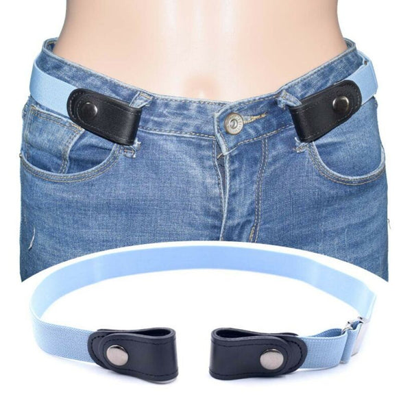 Women's Buckle-Free Elastic Belts Invisible Belt for Jeans No Bulge Hassle Band Fashion Casual Adjustable Button Canvas Belt
