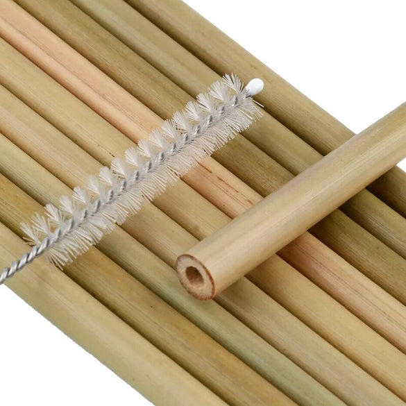 5Pcs Natural Bamboo Straws Organic Reusable Drinking Straw Eco Friendly Cocktail Drink Straw With Brush Wedding Party Bar Supply