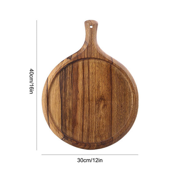 Wooden Pizza Tray Round Pizza Board With Handle Pizza Stone Baking Tray Cutting Board Platter Cake Bakeware Kitchen Baking Tools