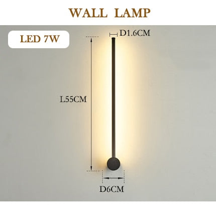 RGB Minimalist long strip LED wall lamps Modern living room bedroom bedside plug in wall lamp background wall sconce LED lamps