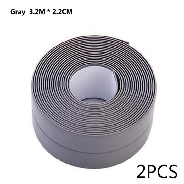 2pcs PVC Adhesive Tape Durable Use 1 ROLL Kitchen Bathroom Wall Sealing Tape Gadgets Waterproof Mold Proof 3.2mx3.8cm/2.2cm
