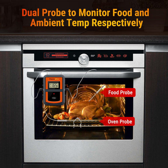 ThermoPro TP-08S 90M Remote Wireless Food Kitchen Thermometer Dual Probe For BBQ, Smoker, Grill, Oven, Meat With Timer