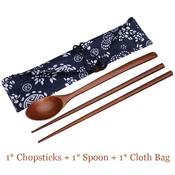 Chinese Chopsticks Environmentally Friendly Portable Wooden Cutlery Sets Wooden Chopsticks And Spoons Travel Suit (1 set)