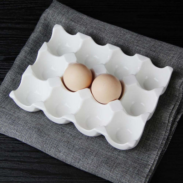 Creative ceramic 6 grid 12 grid egg tray Household kitchen refrigerator fresh egg storage box baking tableware baking egg tray