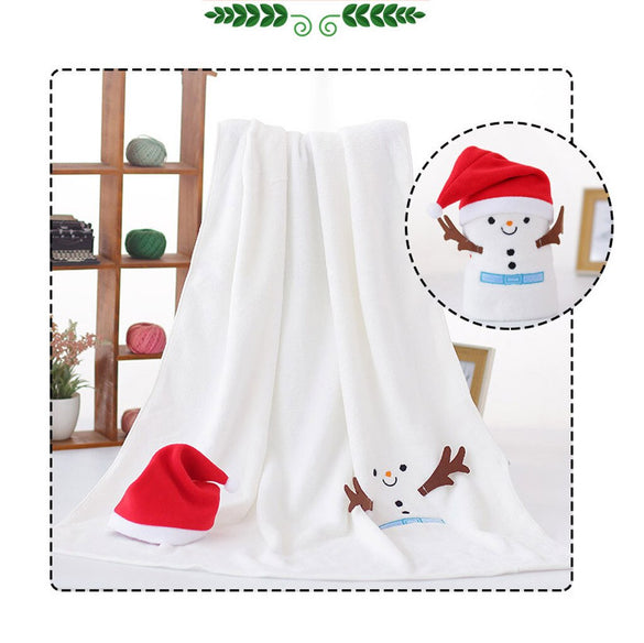 OUNEED 1 Pc Hat and Flannel Blanket Set Snowman Super Soft  Christmas Cartoon Flannel Fluffy Blanket Bed Sofa Children Gift #45