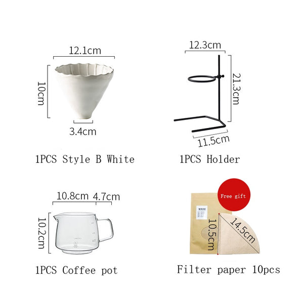 Hand brewed coffee filter set with V60 Glass Coffee pot hand brewing pots coffee pour over coffee kettle pot dripper stand cup