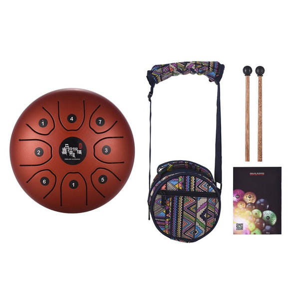 5.5 Inch Tongue Drum Mini 8-Tone Steel Tongue Drum C Key Hand Pan Drum with Drum Mallets Carry Bag Percussion Instrument