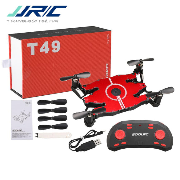 JJR/C JJRC T49 SOL Ultrathin Wifi FPV Selfie Drone 720P Camera Auto Foldable Arm Altitude Hold RC Quadcopter VS H49 E57 H37 (Red)