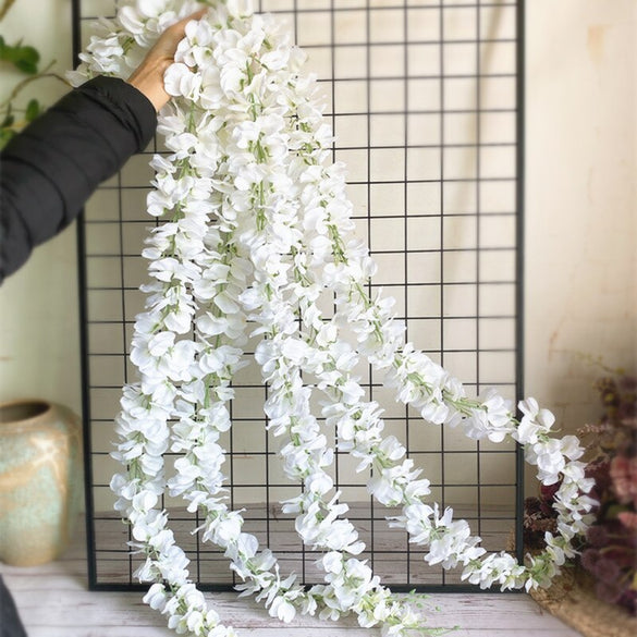 120cm long Artificial Wisteria Flower Vine Silk Hydrangea rattan DIY Wedding birthday party Decoration Wall backdrop flowers