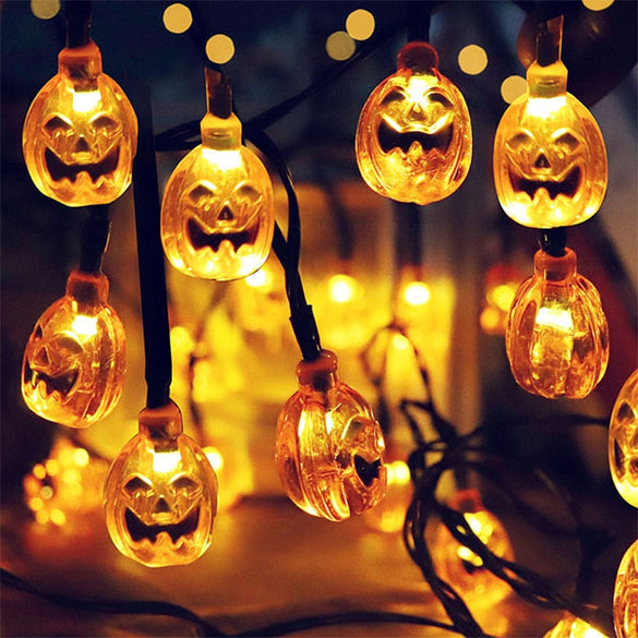 10LED Halloween Pumpkin Spider Bat Skull String Lights Lamp DIY Hanging Horror Halloween Decoration For Home Party Supplies