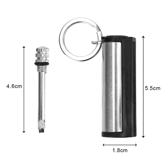 Key Chain Striker Lighter Permanent Cylindrical Match Stainless Steel Key Ring Auto Interior Accessories