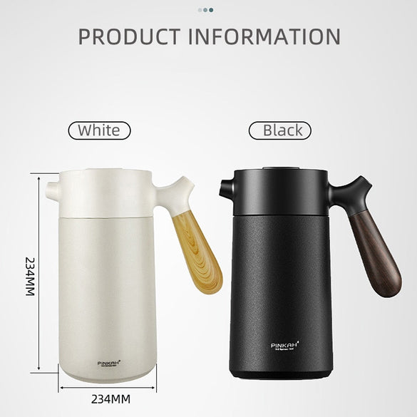 Vacuum Coffee Pot 950ml Household 304 Stainless Steel Hand Press Coffee Insulated Kettle With Handle Business Coffee Filter Pot