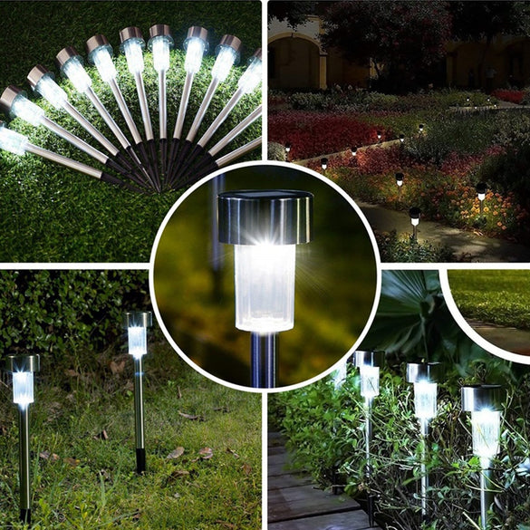 Aimkeeg 10pcs Stainless Steel Waterproof LED Solar Lawn Lights Outdoor Solar Lamp Garden Decorative Solar Light Yard Lamps