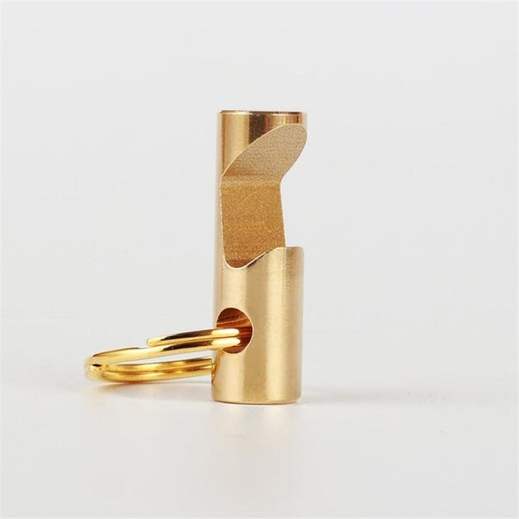 Brass mini EDC tool. Integrated line cutting pocket tool, keychain pendant. Convenient corkscrew to open bottles