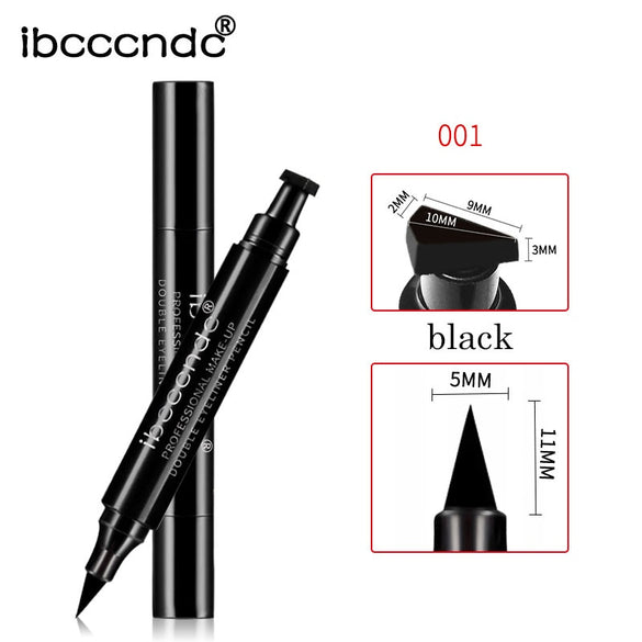 IBCCCNDC Brand Makeup Black Eye Liner Liquid Pencil Quick Dry Waterproof Black Double-ended Makeup Stamps Wing Eyeliner Pencil