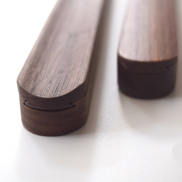 High-grade Black Brown Walnut Solid Wood Chopsticks Set with Box Case Portable Outdoor Travel Minimalist Elegant Gift Wooden