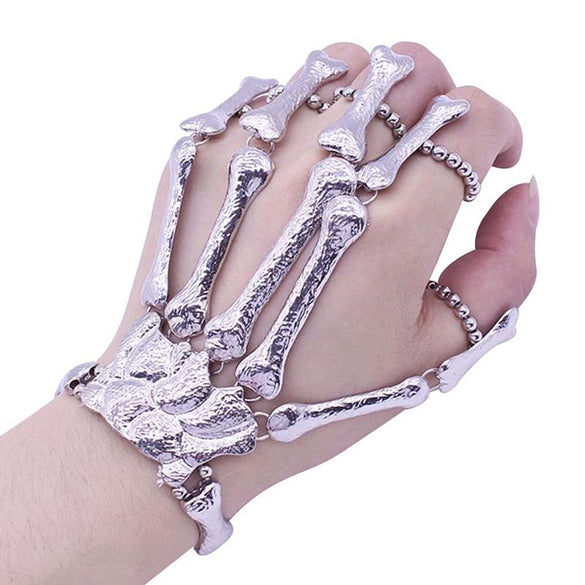 Halloween Props Gift Fun Nightclub Party Punk Finger Bracelet Gothic Skull Skeleton Bone Hand Finger Bracelet Party Decoration