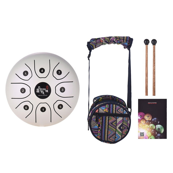 5.5 Inch Tongue Drum Mini 8-Tone Steel Tongue Drum C Key Hand Pan Drum with Drum Mallets Carry Bag Percussion Instrument