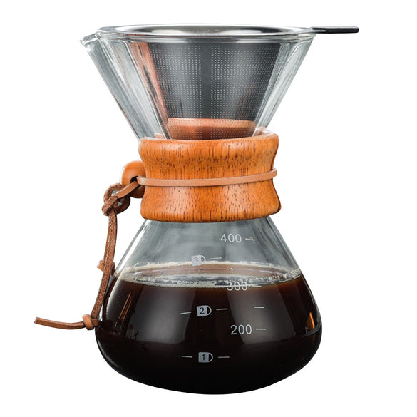 Pour Over Coffee Maker With Borosilicate Glass Manual Coffee Dripper Brewer-30