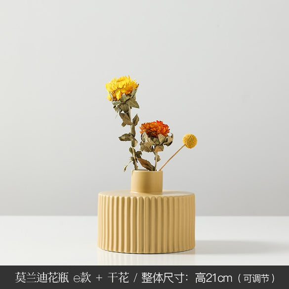 Ceramic Vase Home Decoration Accessories Living Room Simple Flower Arrangement Flower Wine Cabinet Decoration Flower