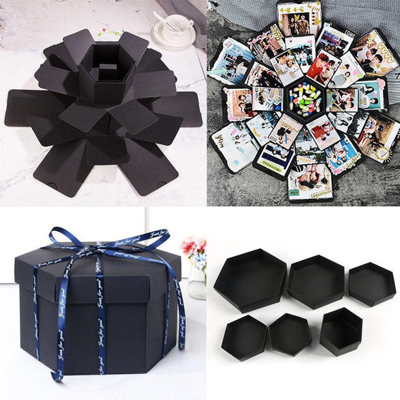 NEW Hexagon Surprise Explosion DIY Gift Box Scrapbook Photo Album For Valentine Wedding Gift