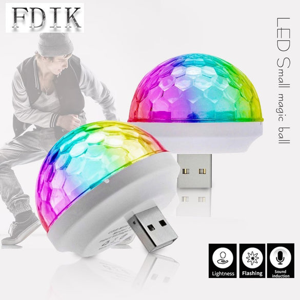 LED USB Music Sound Control Lamps Multicolor DJ Atmosphere lamp Small Magic ball Bulb 4W DC 5V LED Light Stage lighting effect