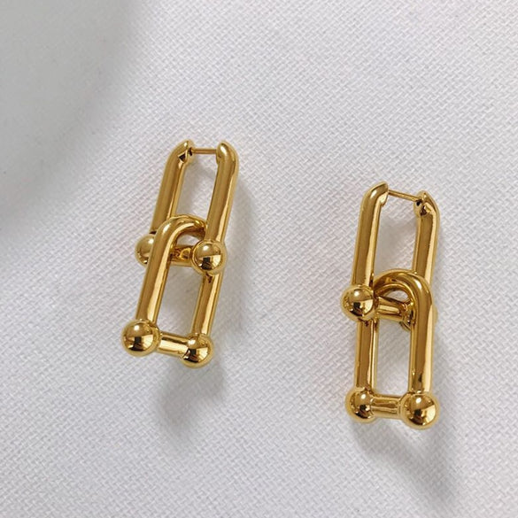 Peri'sBox Best Selling French Gold Chic O Shaped Hoop Earrings Women's Chunky Hoops Geometrical Brass Earrings Minimalist