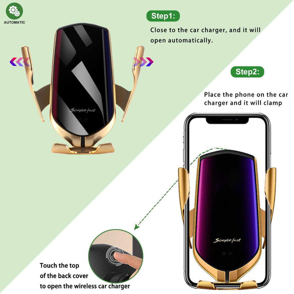 Wireless Charger in Car Auto-Clamping Air Vent Phone Holder 10W Qi Fast Car Charging Mount For iPhone 11 Phone Charger Dropship