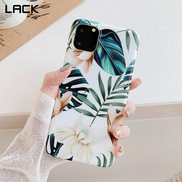 LACK Art Flowers Leaf Phone Case For iphone  11 11Pro Max XS Max X XR 6 S 7 8 Plus Back Cover Fashion IMD Cases Retro Capa Coque