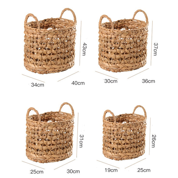 Laundry Basket Hand-woven Straw Large Capacity Square Hand-held Clothing Books Sundry Laundry Bucket Indoor Household Items