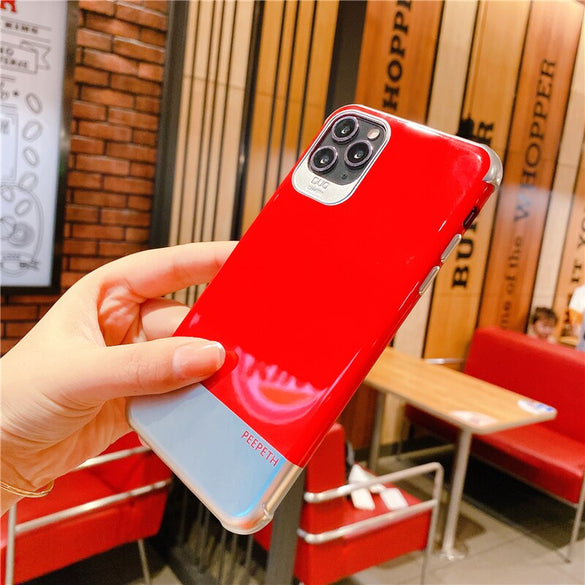 Shiny Plating Spliced Candy Color TPU Silicone Phone Case for iPhone 11 Pro Max 7 8 Plus X Xs Max XR SE 2020 Shockproof Cover