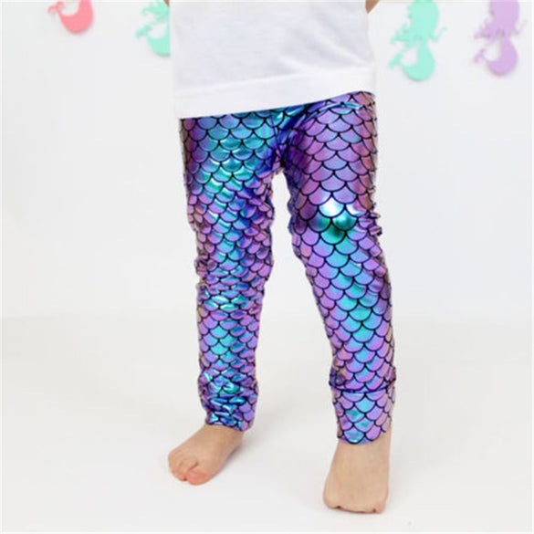2018 girls simulation mermaid cute pants leggings colorful digital printing summer style child leggings